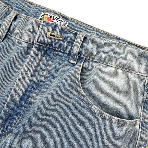 VeryRare Sakura Demi Jeans Size M Blue Pants Denim Embroidered Cherry Blossom - Picture 11 of 16